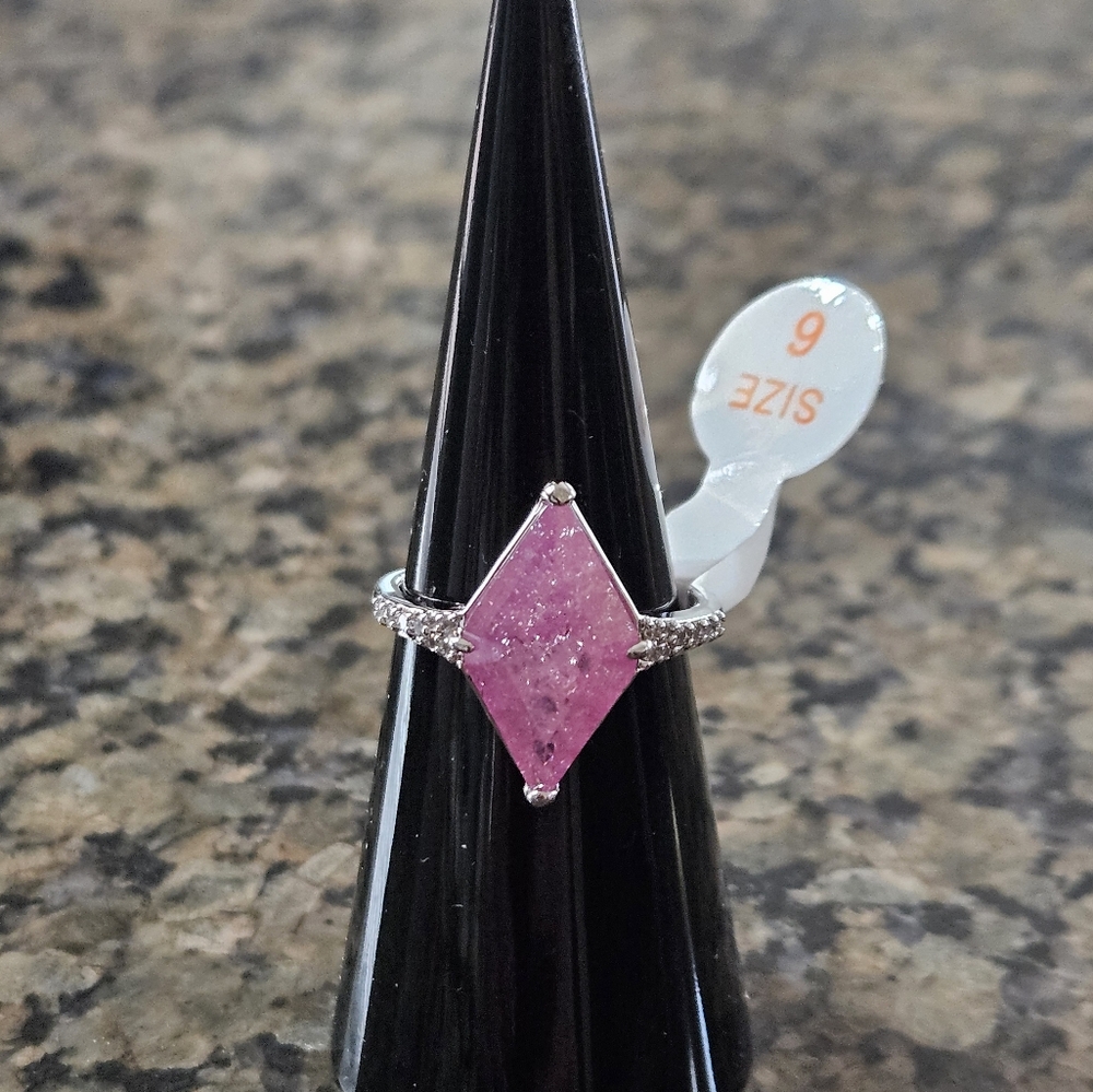 Bomb Party RG51666 "A Band Of Light " Pink Ice Crystal Sz 6